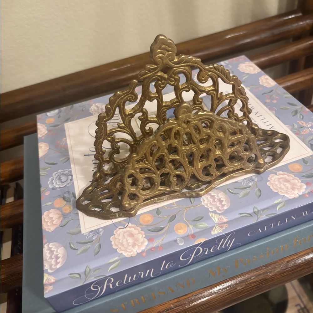 Andrea by Sadek Vintage Brass Letter/Napkin Holder or Bookend - Picture 2 of 8